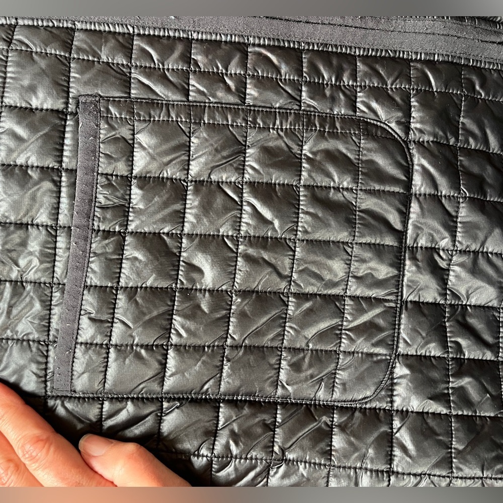 Athleta quilted long black car coat jacket bomber M double zipper normcore prep - Picture 3 of 8